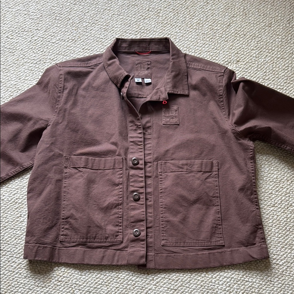 Topo Eggplant Cropped Spring Canvas Jacket